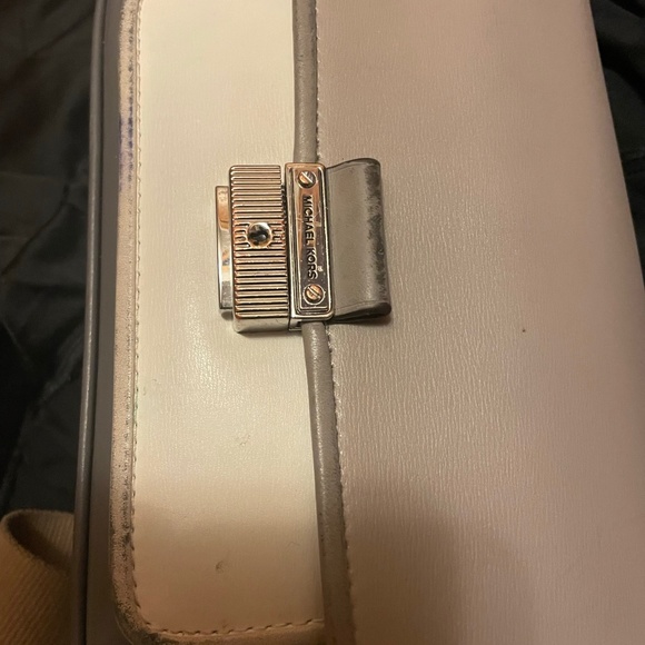 Genuine Michael Kors purse from Macy’s. It’s 2 shades of gray and white. Square. - Picture 1 of 10